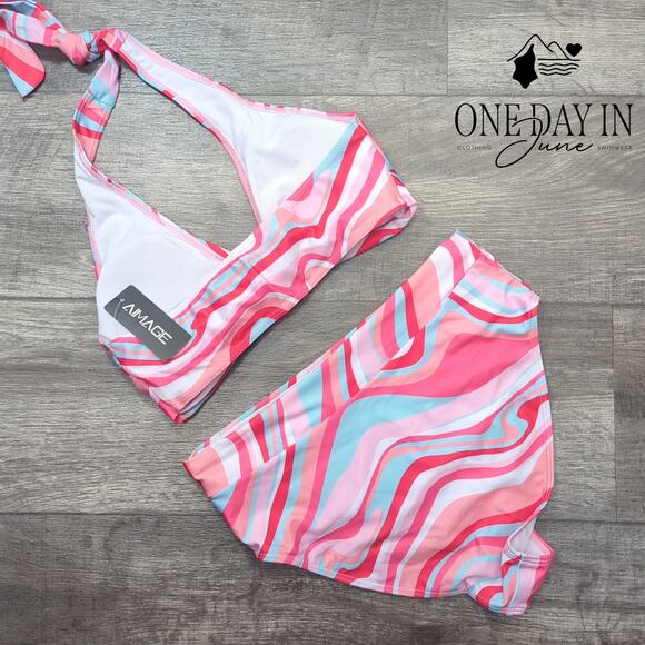 Aimage Cross Front Halter Bikini Swimsuit Size M - Picture 6 of 6